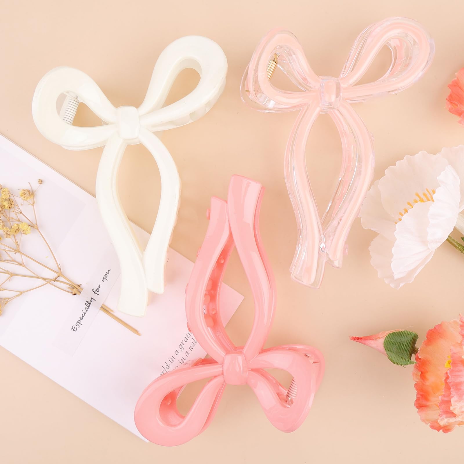 Photo 1 of 3 Pcs Bow Hair Clips Elegant Hair Claw Butterfly Hair Accessories for Girls Nonslip Butterfly Clips Hair Styling Accessories for Women