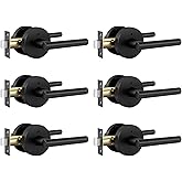 goldenwarm 6Packs Black Door Handle Interior, Matte Black Privacy Lever Door Handle, Heavy Duty Indoor Bedroom Door Lever Pac