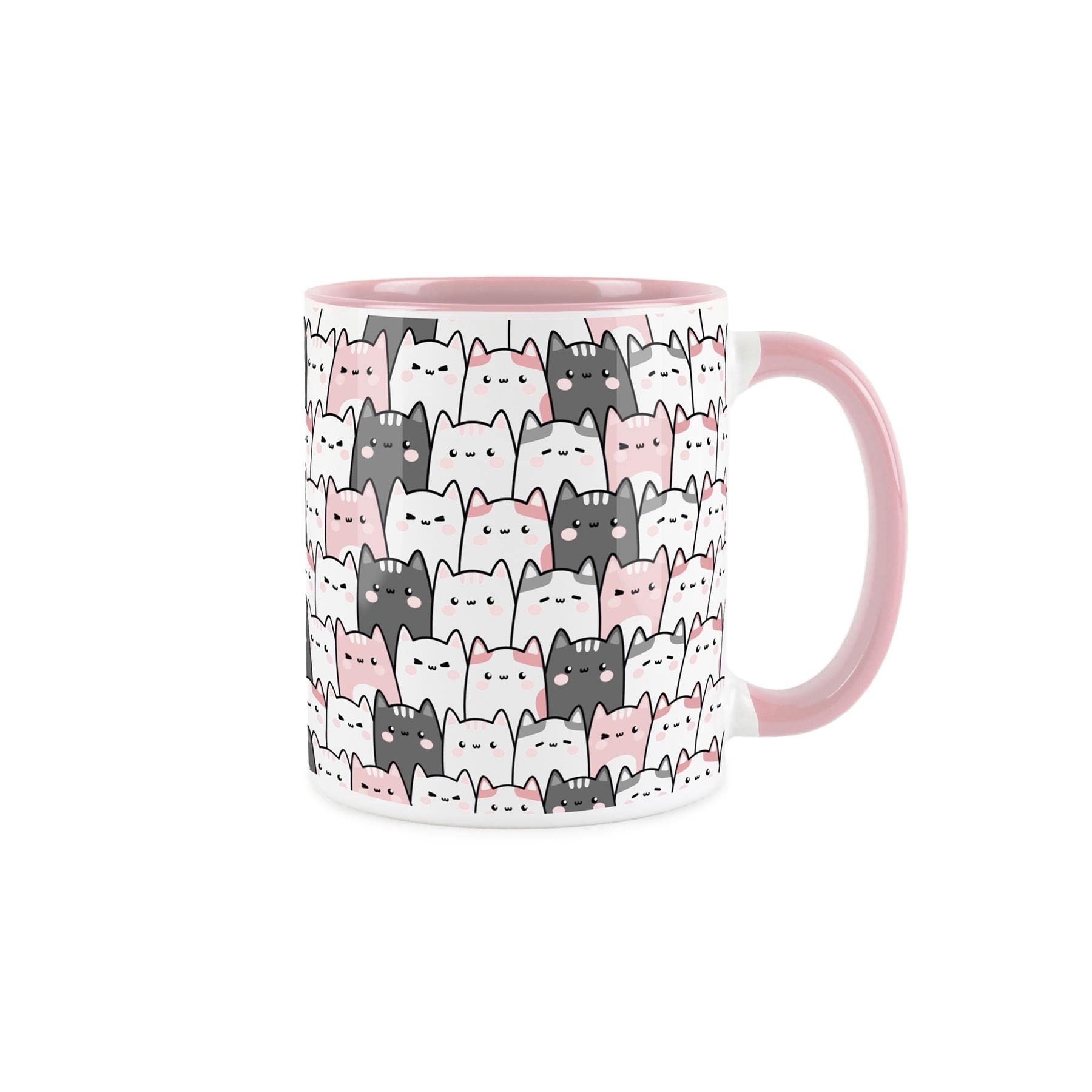 Purely Home Cat Mug Cats Lover Tabby Black Cat - Feline Pink and White Owner Gift - Secret Santa