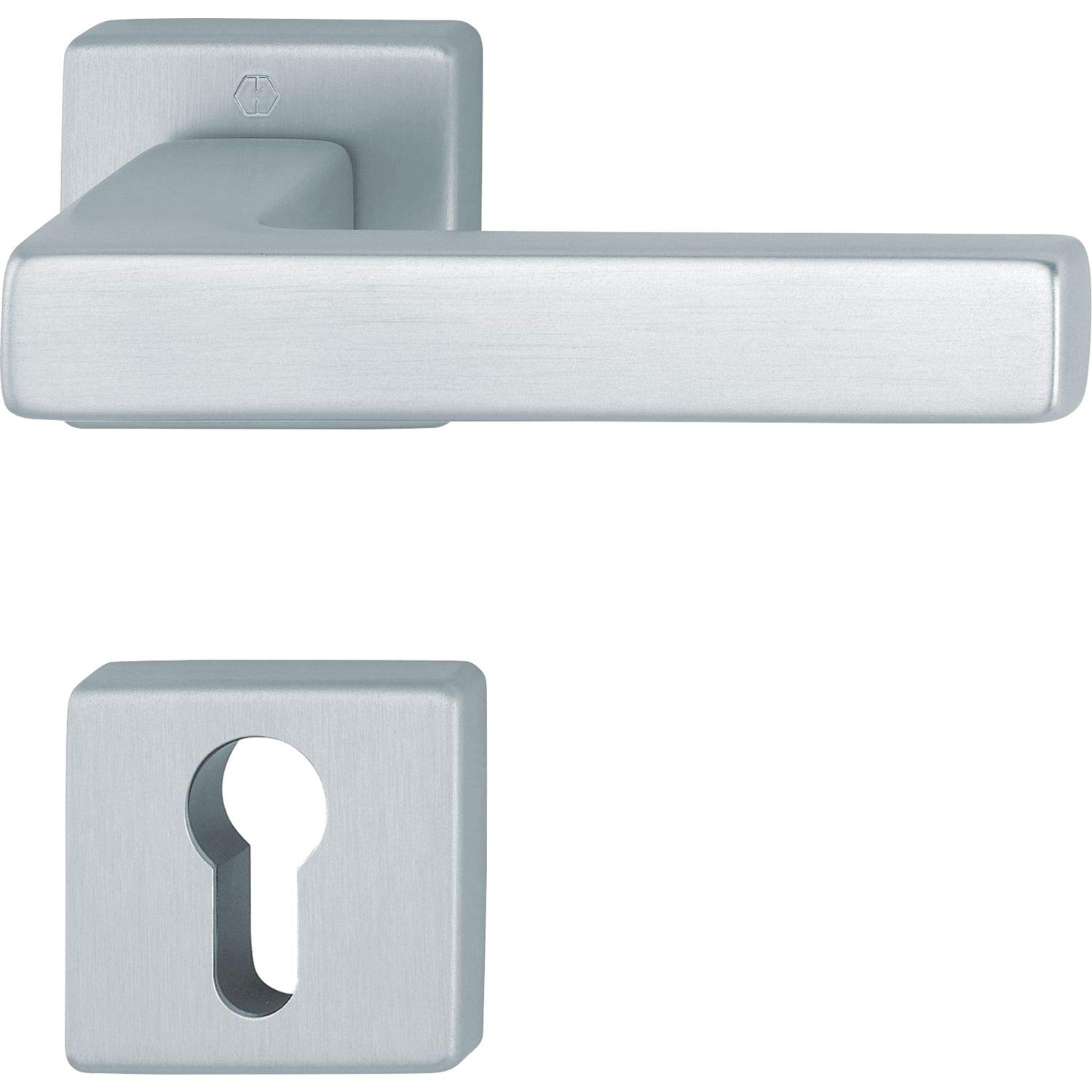 HOPPE Austin Handle Set on Rosette PC, Aluminium Silver Anodised Door Knobs, Door Furniture External