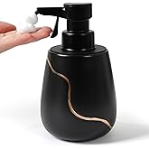 BosilunLife Automatic Foaming Soap Dispenser - Battery Operated Foam Hand Soap Electric Dispenser for Bathroom Ceramic Smart Auto Dish Soap Dispenser for Kitchen Waterproof, Black,17 oz