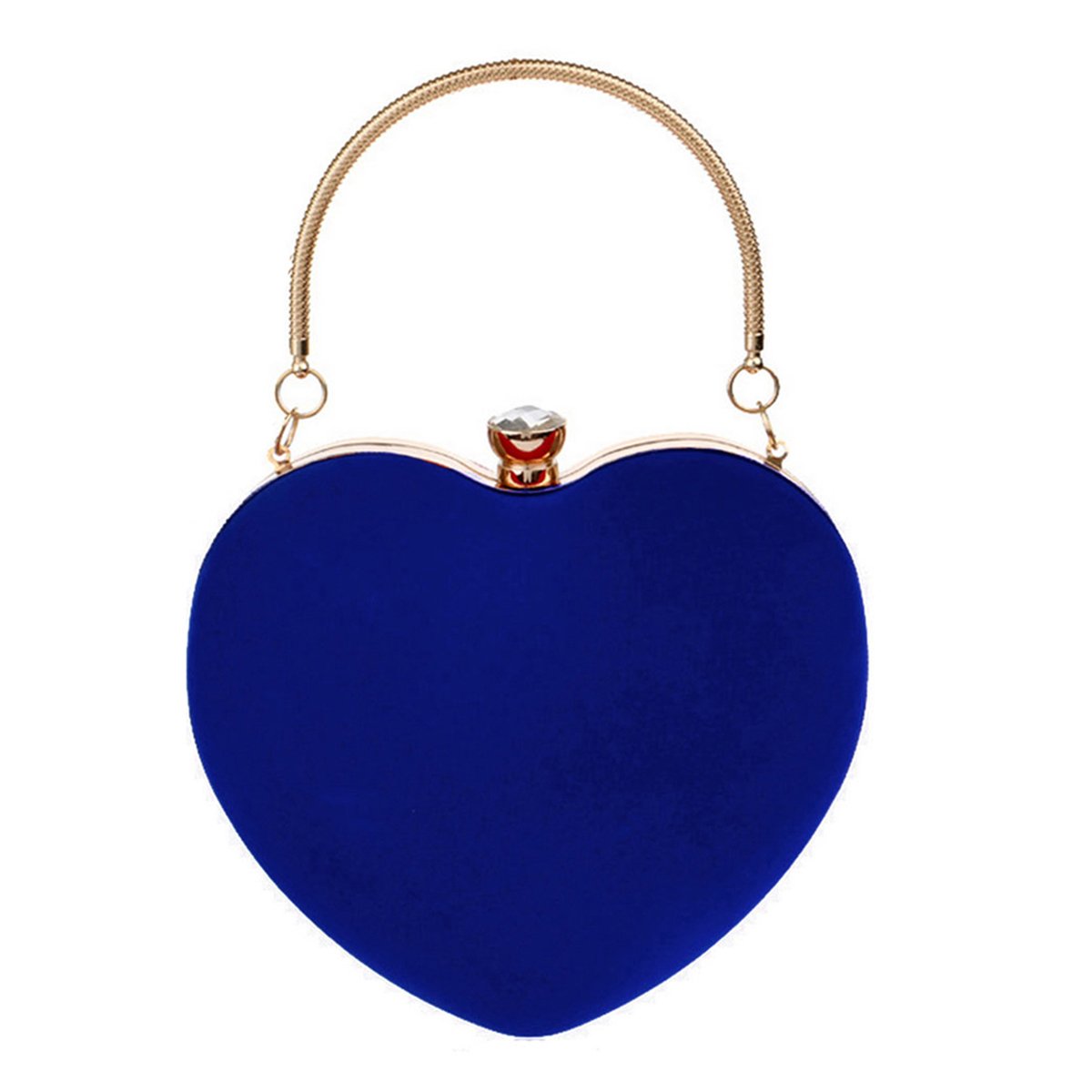 LA HUATE Women Heart Shape Clutch Purse Evening Party Handbag Wedding Bride Crossbody Bag (Blue)