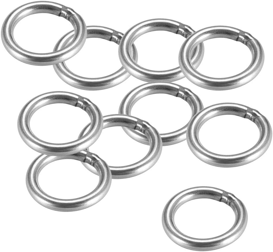 sourcing map 201 Stainless Steel O Ring 20mm(0.79") Outer Diameter 3mm Thickness Strapping Welded Round Rings 10pcs
