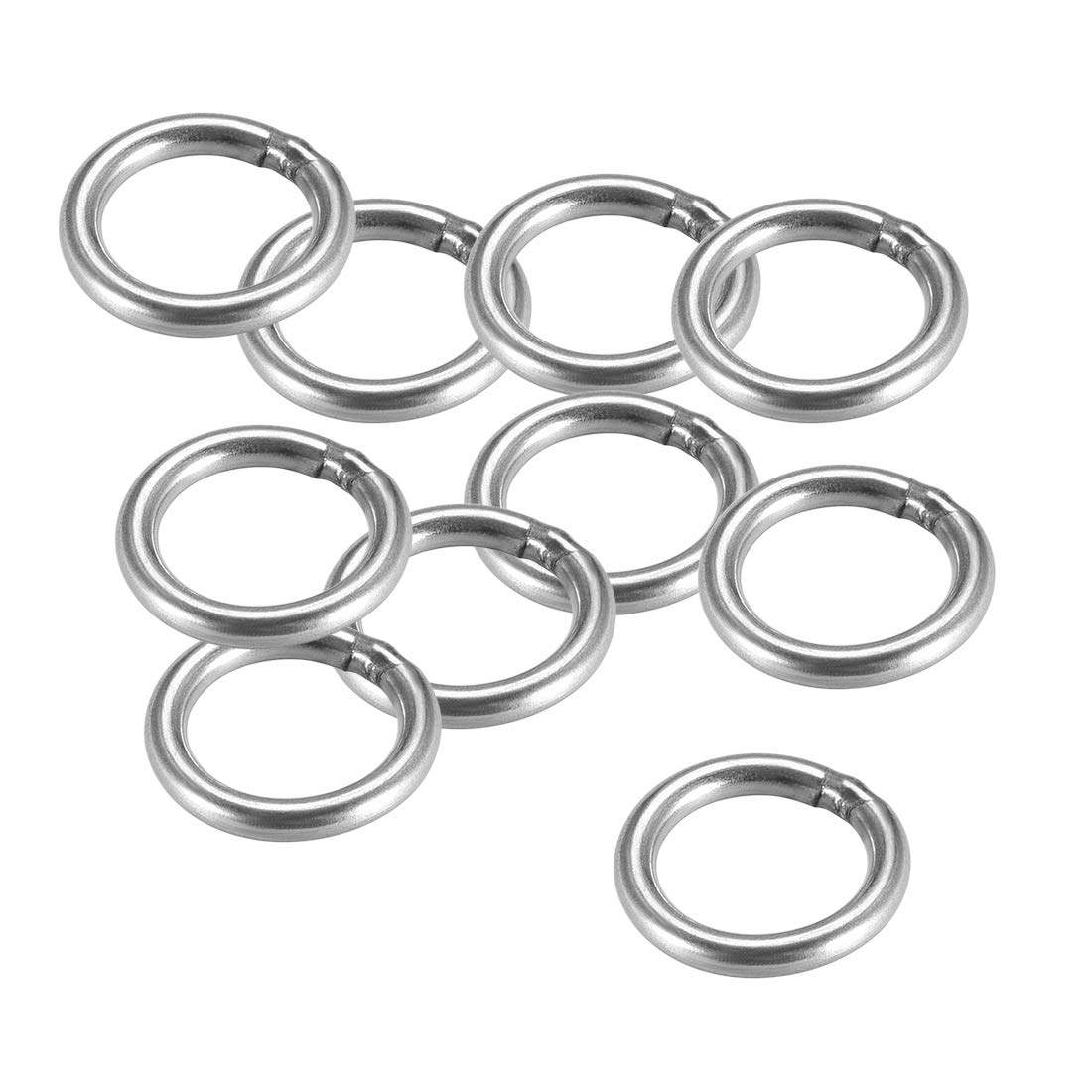 sourcing map 201 Stainless Steel O Ring 20mm(0.79") Outer Diameter 3mm Thickness Strapping Welded Round Rings 10pcs