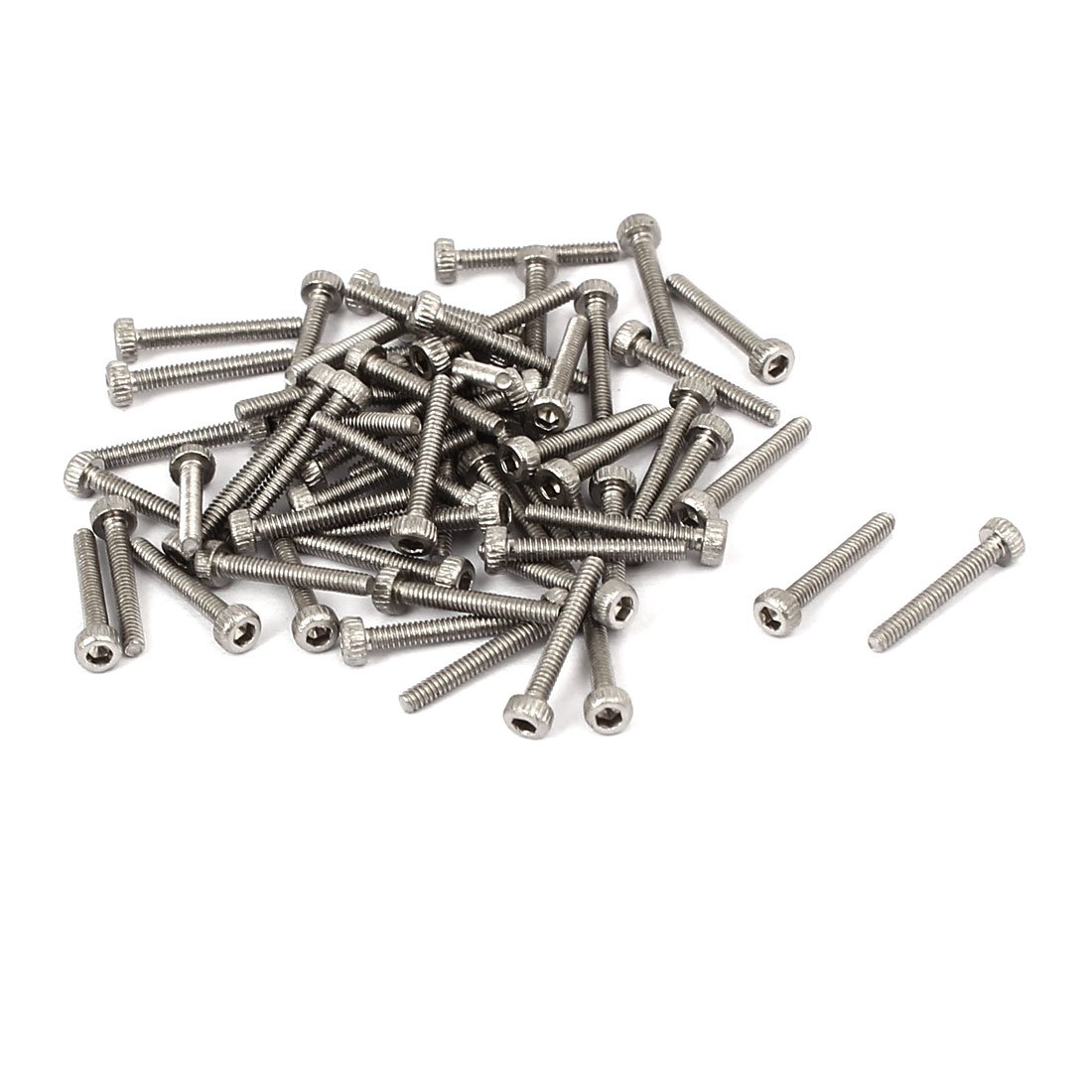 uxcell M1.4x10mm 0.3mm Pitch 304 Stainless Steel Hex Socket Head Cap Screw DIN912 60pcs