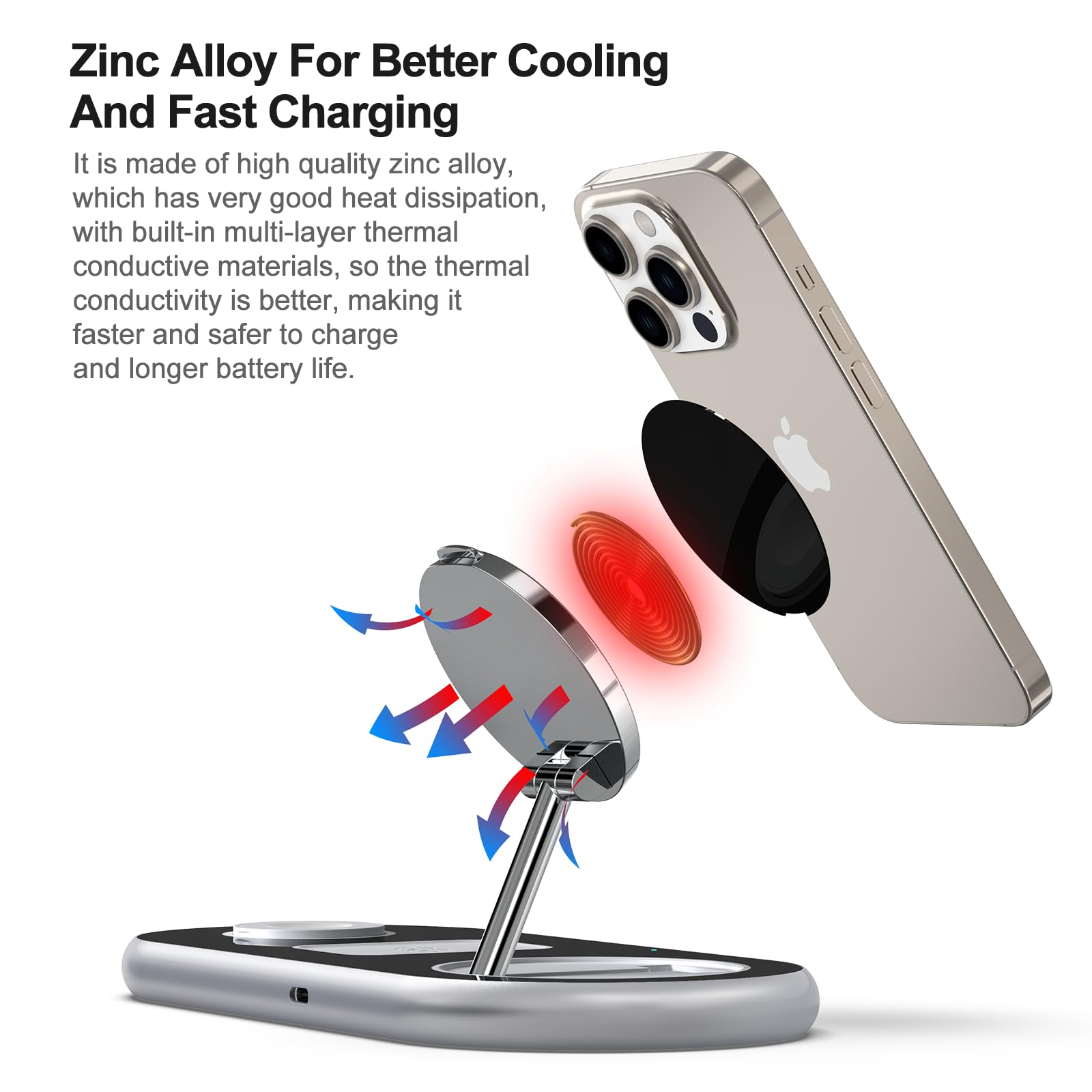 3 in 1 Charging Station for Apple Devices, Faster Mag-Safe Charger Stand, Magnetic Wireless Charger Station for iPhone 17 16 15 14 13 12 Pro Max Plus, Apple Watch iwacth & AirPods, Adjustable Angle