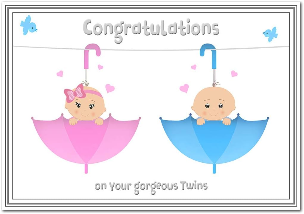 Twin Birth Card Newborn Twins New Baby Boy and Baby Girl Congrats