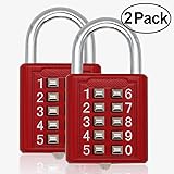 Minion Stainless Steel Padlock 10-Digit Button Combination Password Lock， Without Key for Gym Sports Field Locker Room Storage Room Anti-Theft (red)