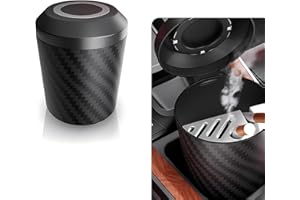 awlbed 1 PC Car Ashtray, 2.91" x 3.34" Multifunctional Carbon Fiber Pattern ABS Disassemble Ashtray with Cover, Portable In-car Garbage Storage Accessory, Compatible with Most Car Models (Black)