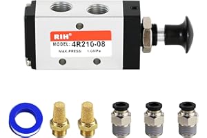 RIH 5 Way 2 Postion Air Valve Air Hand Lever Operated Valve Pneumatic Solenoid Valve Manual Control Push Pull Valves 4R210-08