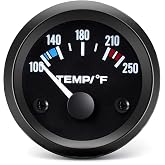 BLLYOGU 2" Water Temperature Gauge, 12V Digital Temp Meter Kit | 52mm 100-250℉ with Sensor for Marine, Boat, Car, Truck, Automotive Engine Cooling System (Black)