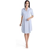 HANRO Women's Cotton Deluxe Short Sleeve Button Front Gown