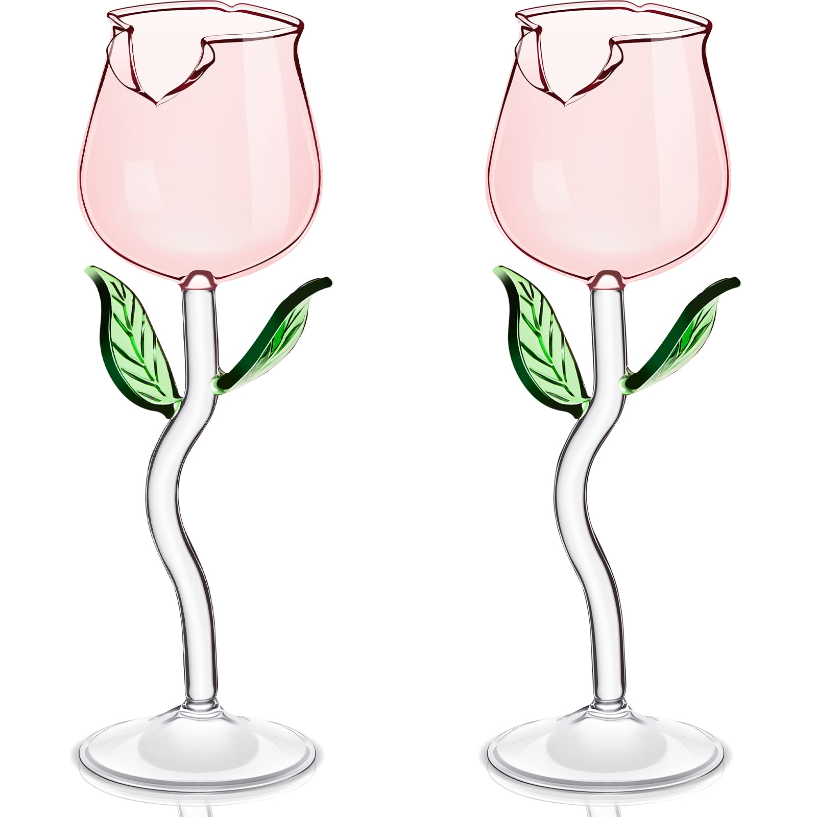 Photo 1 of 2 Pack Creative Rose Wine Glasses 6oz Crystal Red Wine Glasses Rose Flower Goblet Wine Cocktail Juice Glass for Party Bar Wedding
