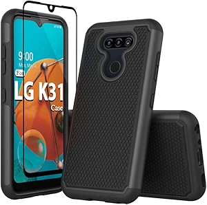 Sucnakp for LG K31 Case LG Aristo 5 Plus/LG K300/LG Phoenix 5/LG Fortune 3 with Screen Protector Shock Absorption Drop Protection Hybrid Dual Layer Armor Defender Protective Cover for LG K31（FB Black）