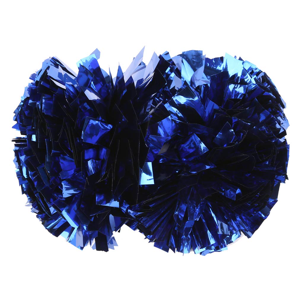 Xinwoer Cheerleader Pompoms Kit Dance Pompoms Metallic Foil Flower Ball Aerobic Hand Pom Poms, Cheerleading Pom Poms, for Sports Meeting Dancing(blue)
