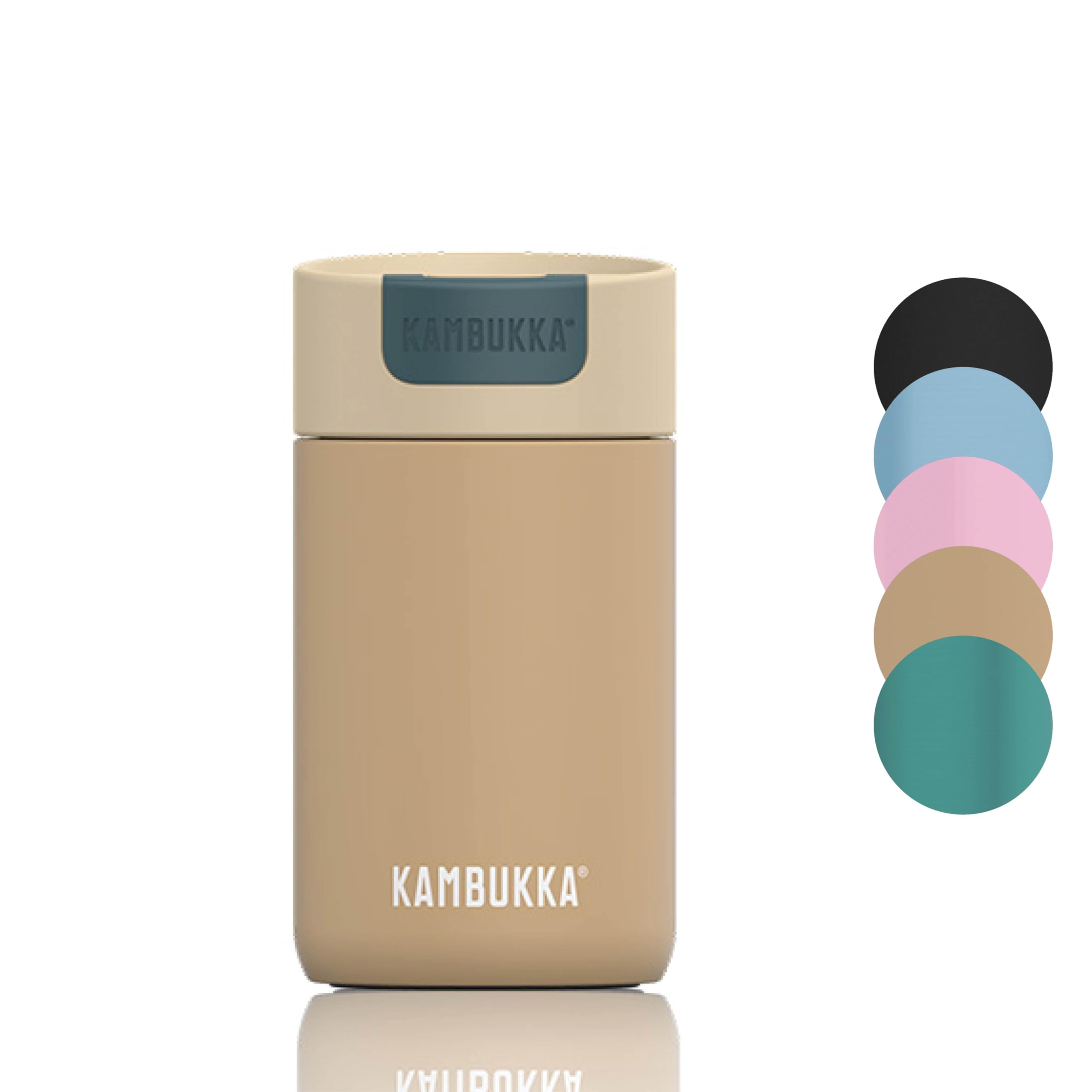 Kambukka Olympus 300ml / 10oz Stainless Steel Travel Mug, Thermal Insulated Coffee Mug for Hot and Cold Beverages, Leak-Proof with Non-Slip Base and Snapclean Technology - Latte