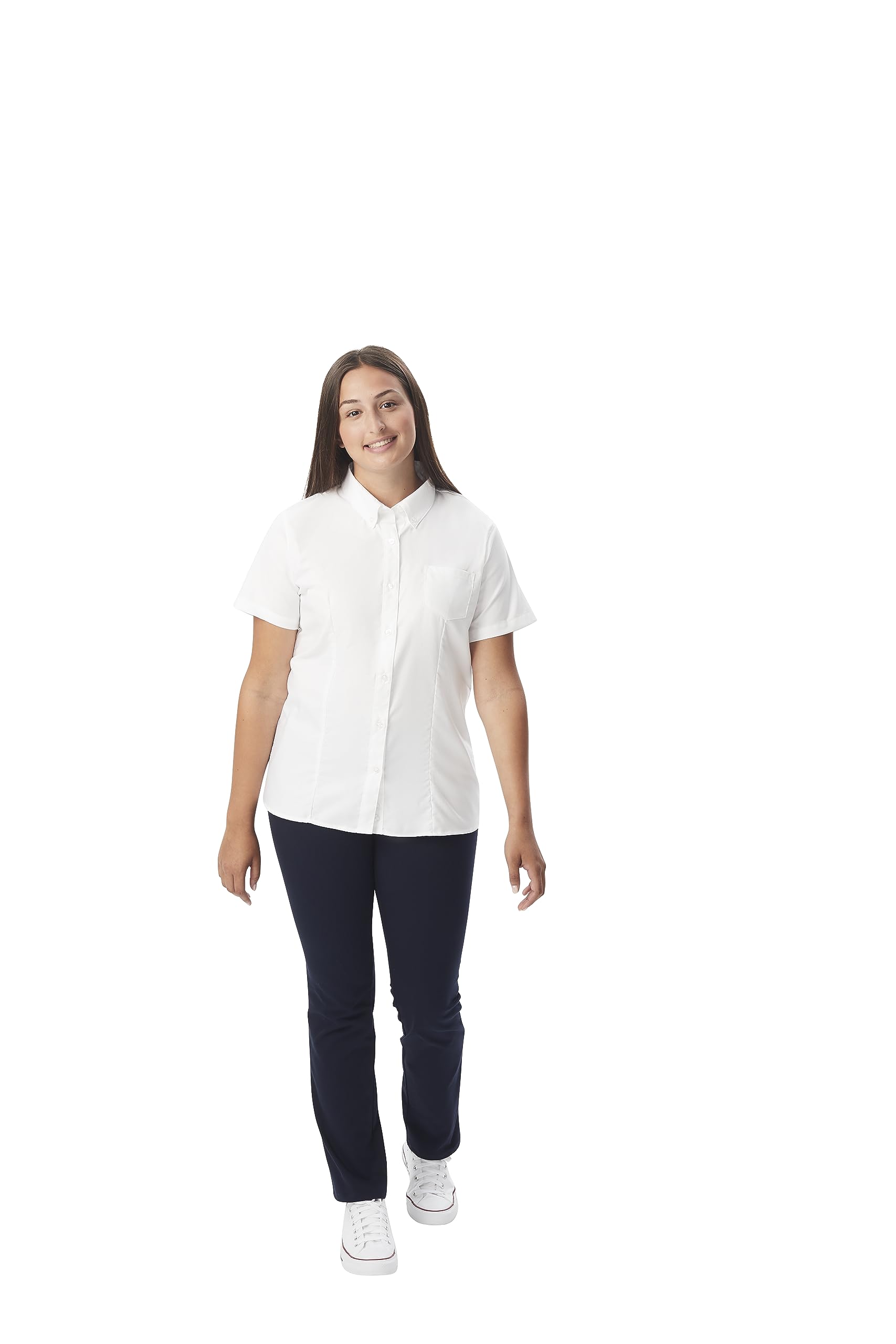 Photo 1 of * sure has a dirty spot *
French Toast Young Women's Oxford Button-Down Collar Blouse with Short Sleeves, White, Medium