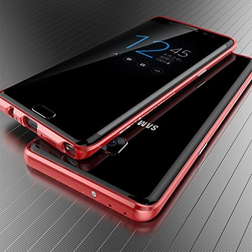 Galaxy Note FE Case , SHANGRUN Electroplate Metal Frame Bumper Shock Proof Hybrid Lined with Cushion Paper Case Protective Anti-scratch Cover Scratch Resistant for Samsung Galaxy Note FE Red
