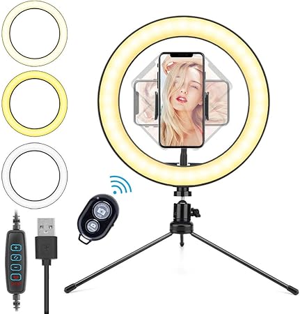 10 2 aro de luz led hovvida 26cm anillo de luz para movil 3 colores 10 niveles de brillo ring light con control remoto para tiktok selfie