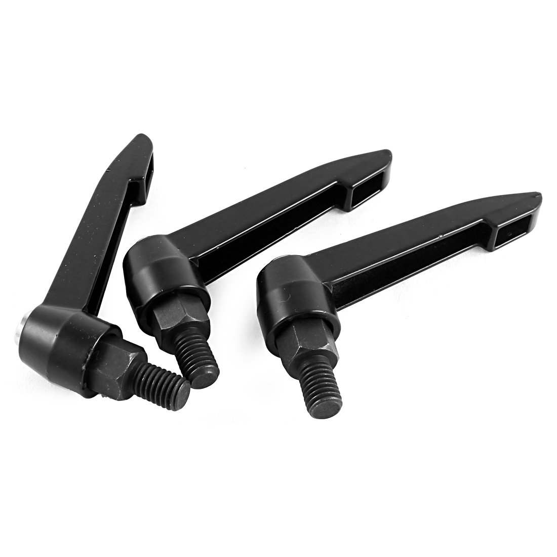 Sourcingmap a15072100ux0203 M10 x 15 mm Male Thread 80 mm Lever Adjustable Clamping Handle - Black (3-Piece)