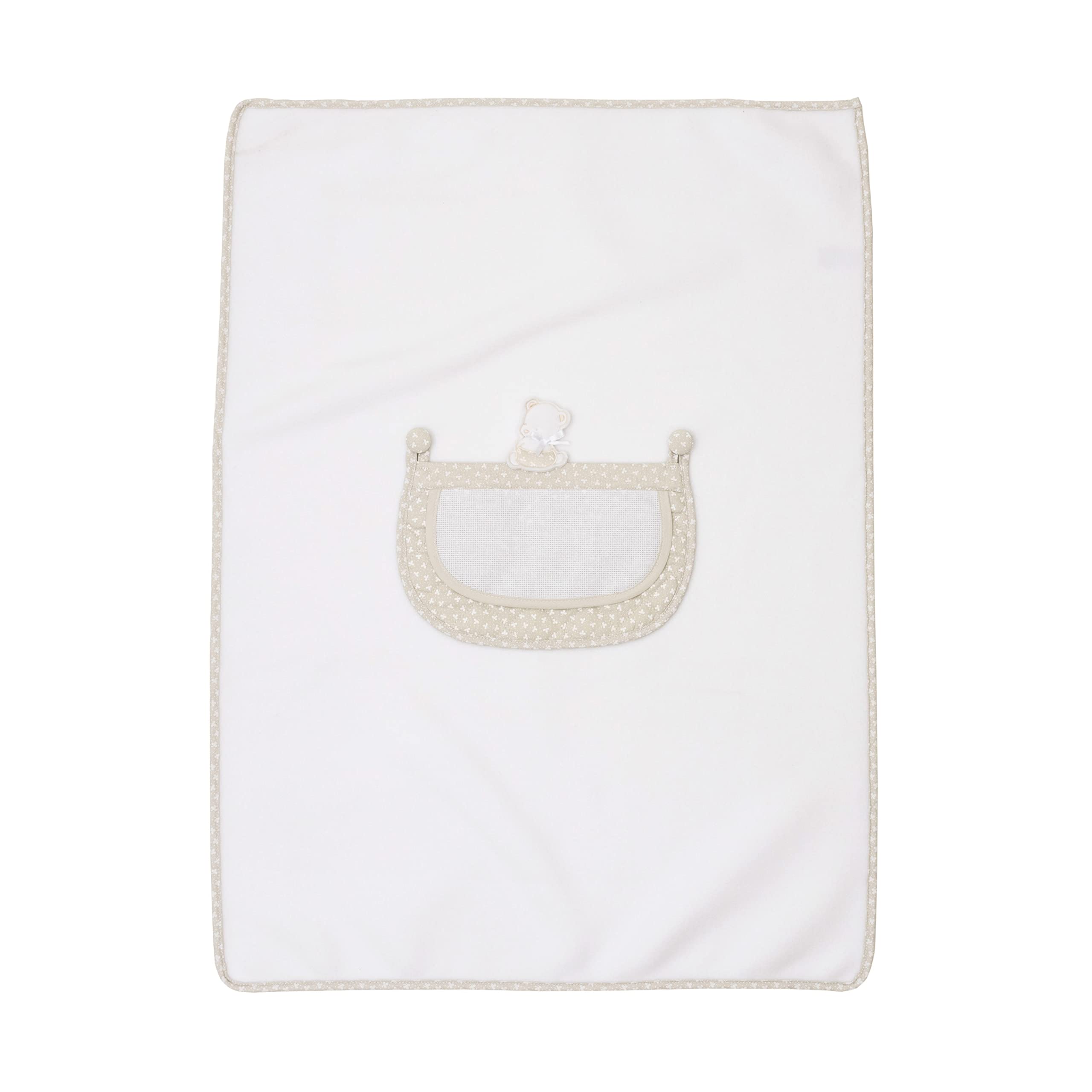 FILET - Warm Fleece Blanket for Newborn Babies, Product Made of Soft, Fleece with Aida Insert to be Embroidered, 100% Made in Italy, Size 60x80 cm, Colour White and Turtledove