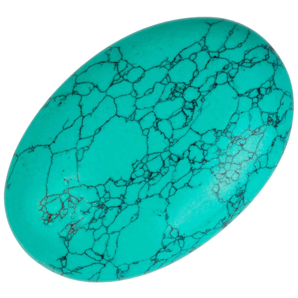 mookaitedecor 6cm Large Green Howlite Turquoise Palm Worry Stone, Polished Crystal Tumbled Oval Pocket Stone Gift Decorative Green Stone Room Desk Decor