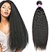 Mei You 8A Kinky Straight Hair 1 Bundles Yaki Human Hair Weave Unprocessed Brazilian Virgin Remy Sew in Hair Extensions Natural Black (12'')