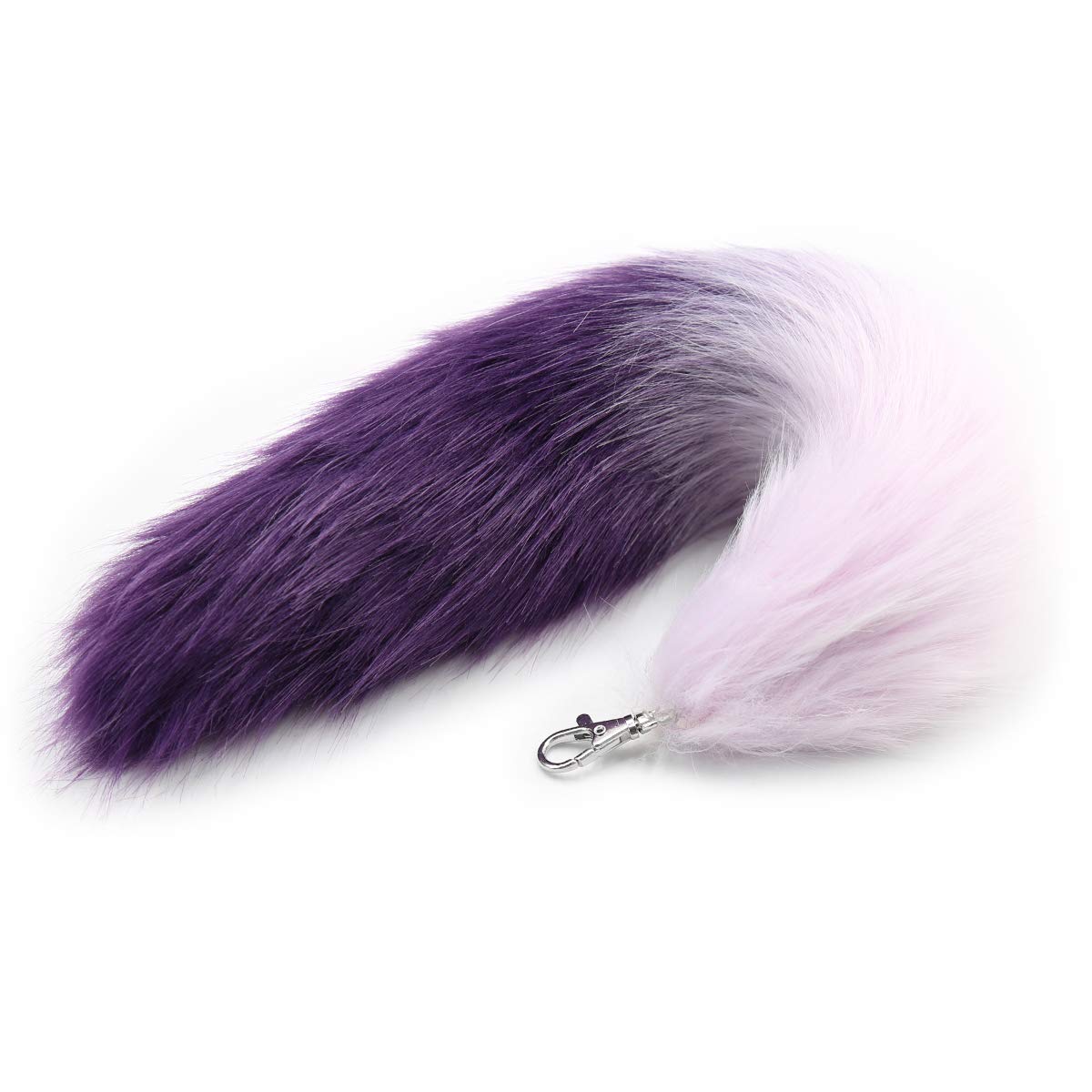 Drqinyi Fluffy Stainless Steel Fox Tail Unisex Adult Fancy Dress Cosplay Costume Halloween Party (Purple)