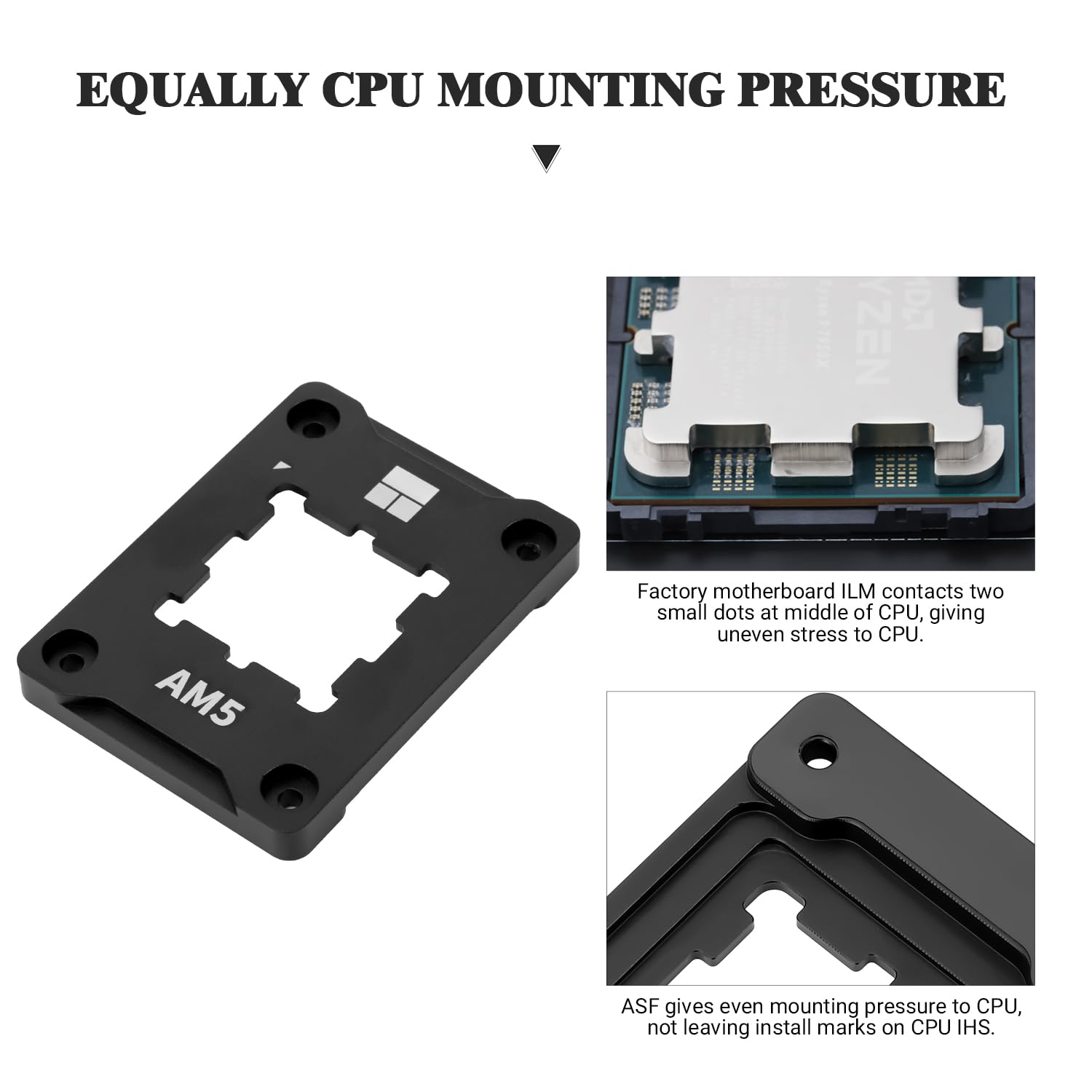 Thermalright ASF Black V2 AM5 CPU Holder, AM5 Safety Fixed Frame, AM5 Secure Frame, Corrective Anti-Bending Fixing Frame, AM5 Anti-Bending Contact Frame,CPU Cooler Standard,Black