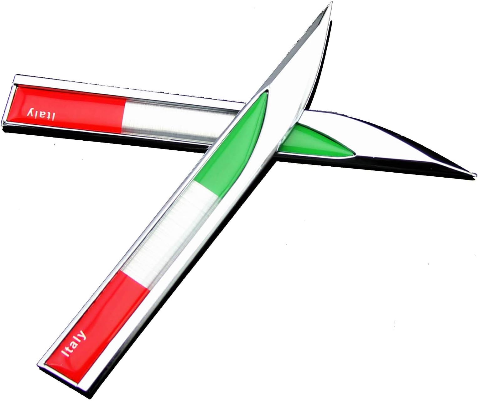 Xuxu521 Metal (2pcs) Italy Italian flag Premium Car Body Side Fender Rear Trunk Emblem Badge Decals (B)