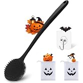 YouthRun Silicone Body Scrubber for Shower Men Women &ndash; Dual-Sided Exfoliating &amp; Massage Shower Brush with Long Handle, Creates Rich Lather, Includes 1 Hook &amp; 2 Lather Balls (Black).