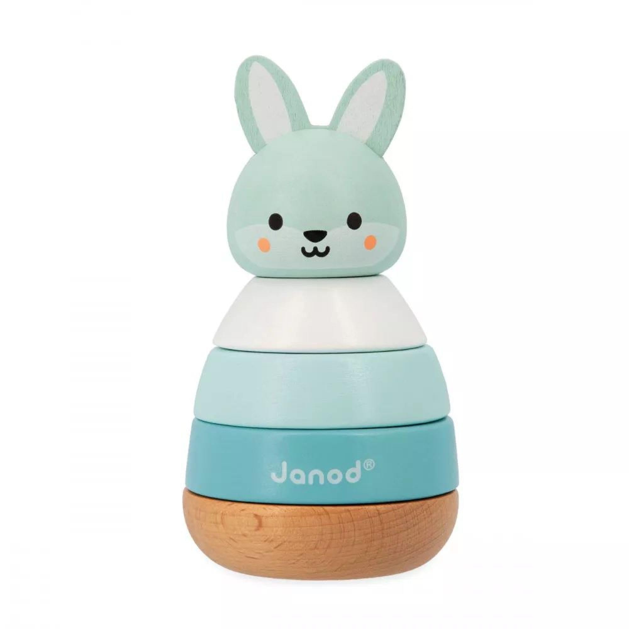 Janod - FSC Wood Stackable Rabbit - 4 Stackable Pieces - Early-Years Toy - Fine Motor Skills - In Partnership with WWF - 12 Months +, J08653