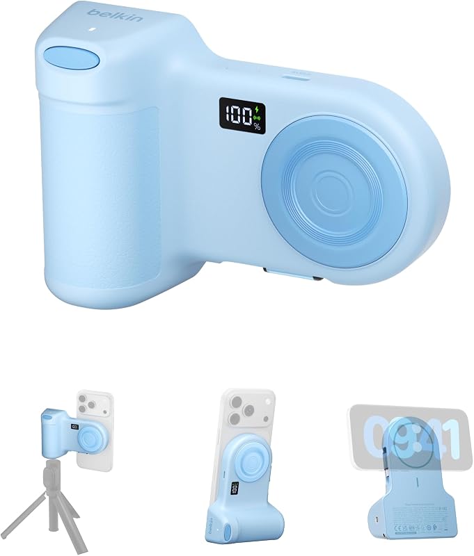 Stage PowerGrip Impugnatura per Smartphone, Power Bank 9300mAh - Blu