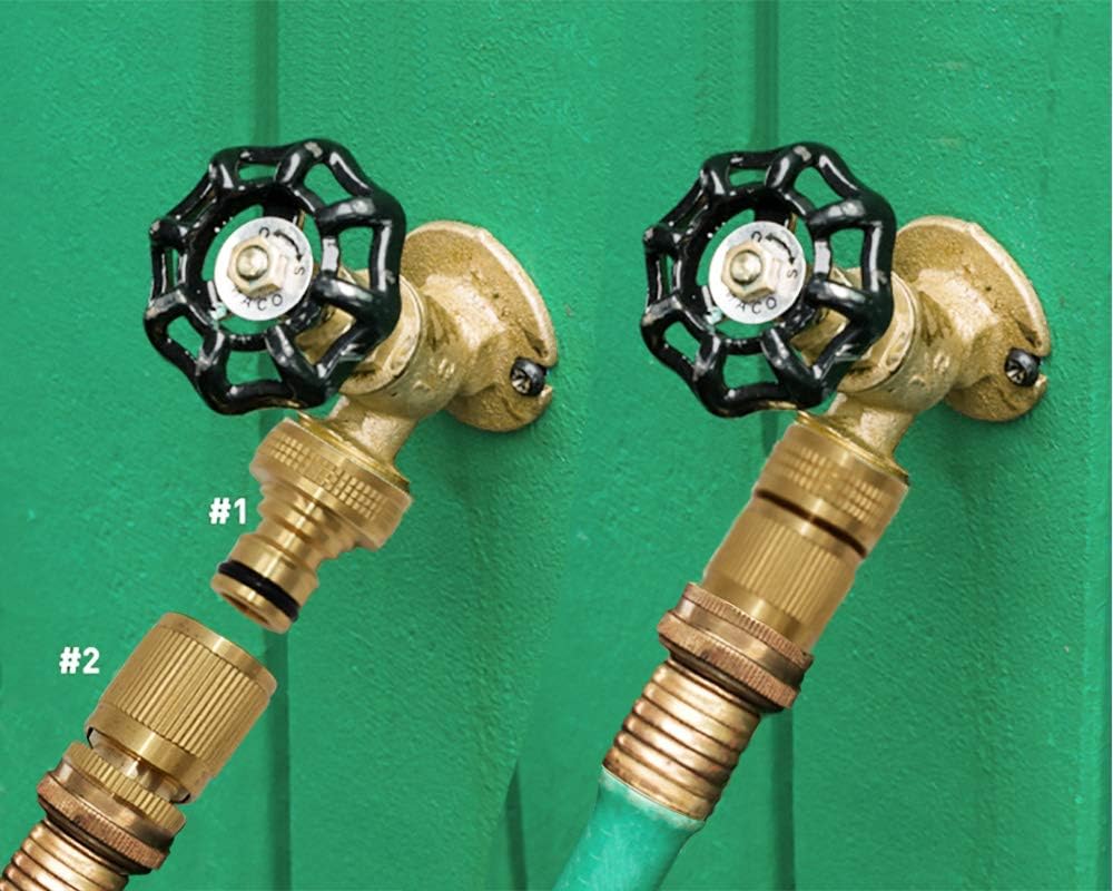 HQMPC Garden Hose Quick Connect Solid Brass Quick Connector Garden Hose Fitting Water Hose Connectors 3/4 inch GHT (2SETS) : Garden & Outdoor