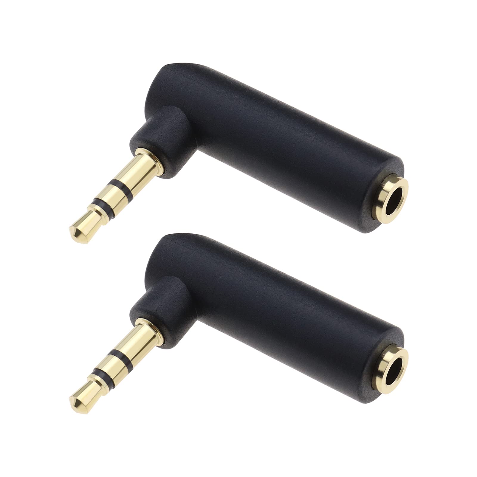 YINETTECH 3.5mm Stereo Adapter Plug Male to Female Connector Extension Adapter Gold Plated Adapter Plug 90 Degrees Right Angle Stereo Jack Socket Aux Adapter for phone, PC, CD, MP3, MP4, headphone