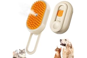 ODDMMO Steam Pet Brush Pro,3-in-1 Pet Steam Brush for Massage, Shedding and Cleaning, Rechargeable Hair Comb for Cats and Dogs (Brown)