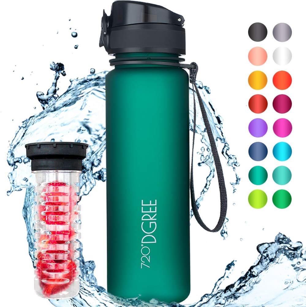 - 720°DGREE Sipper Water Bottle 500ml with Sieve | BPA, BPS Free | Tritan | For Adults & Kids | For Sports, Gym, Office, Workout | Emerald Green