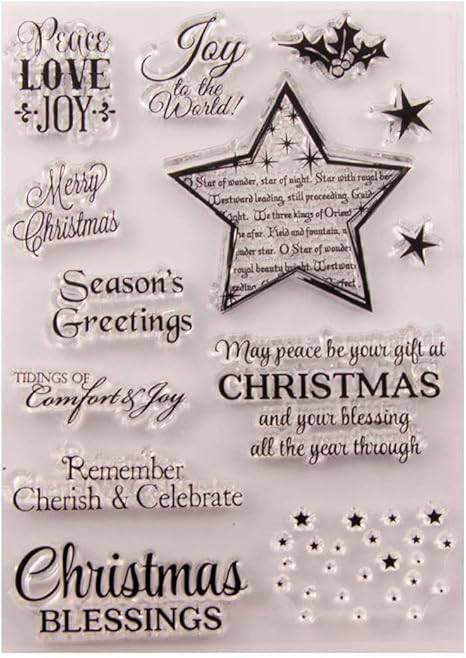 Download Amazon Com Merry Christmas Stars Blessing Words Clear Rubber Stamps For Card Making And Scrapbooking Christmas Silicone Stamps T1600 Arts Crafts Sewing 3D SVG Files Ideas | SVG, Paper Crafts, SVG File