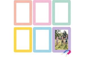 Mindoub 6 Pack 4 x 6 Inch Pastel Magnetic Picture Frames Decorations Reusable Magnet Photo Frames Pockets for Classroom Offic