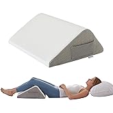 Bedluxe Knee Pillow for Back Sleeping, Leg Pillow Knee Wedge Pillow, Memory Foam Wedge Pillows for Legs Post Surgery, Triangle Pillow for Knee Support, Leg Elevation, Knees Hip Back Pain Relief, White