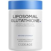 Codeage Liposomal Glutathione Supplement - Pure Reduced Setria L-Glutathione, Liposomal Delivery, Phospholipid Complex - Encapsulated Glutathione Powder Pills - Vegan, Non-GMO - 60 Capsules
