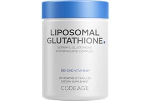 Codeage Liposomal Glutathione Supplement - Pure Reduced Setria L-Glutathione, Liposomal Delivery, Phospholipid Complex - Encapsulated Glutathione Powder Pills - Vegan, Non-GMO - 60 Capsules