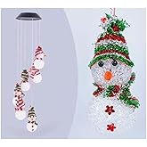 KYUQY Snowman Solar Wind Chimes, Christmas Snowman LED Solar Powered Wind Chimes Lamp Color Changing Waterproof Garden Chimes with Hook for Mom,Pendant Landscape Night Garden