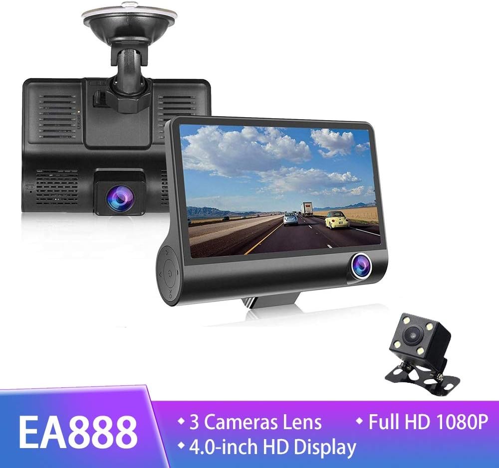 Car DVR 3 Cameras Lens 4.0 Inch IPS Dash Camera Dual Lens with Rearview Camera Video Recorder Auto Registrator Dvrs Night Vision