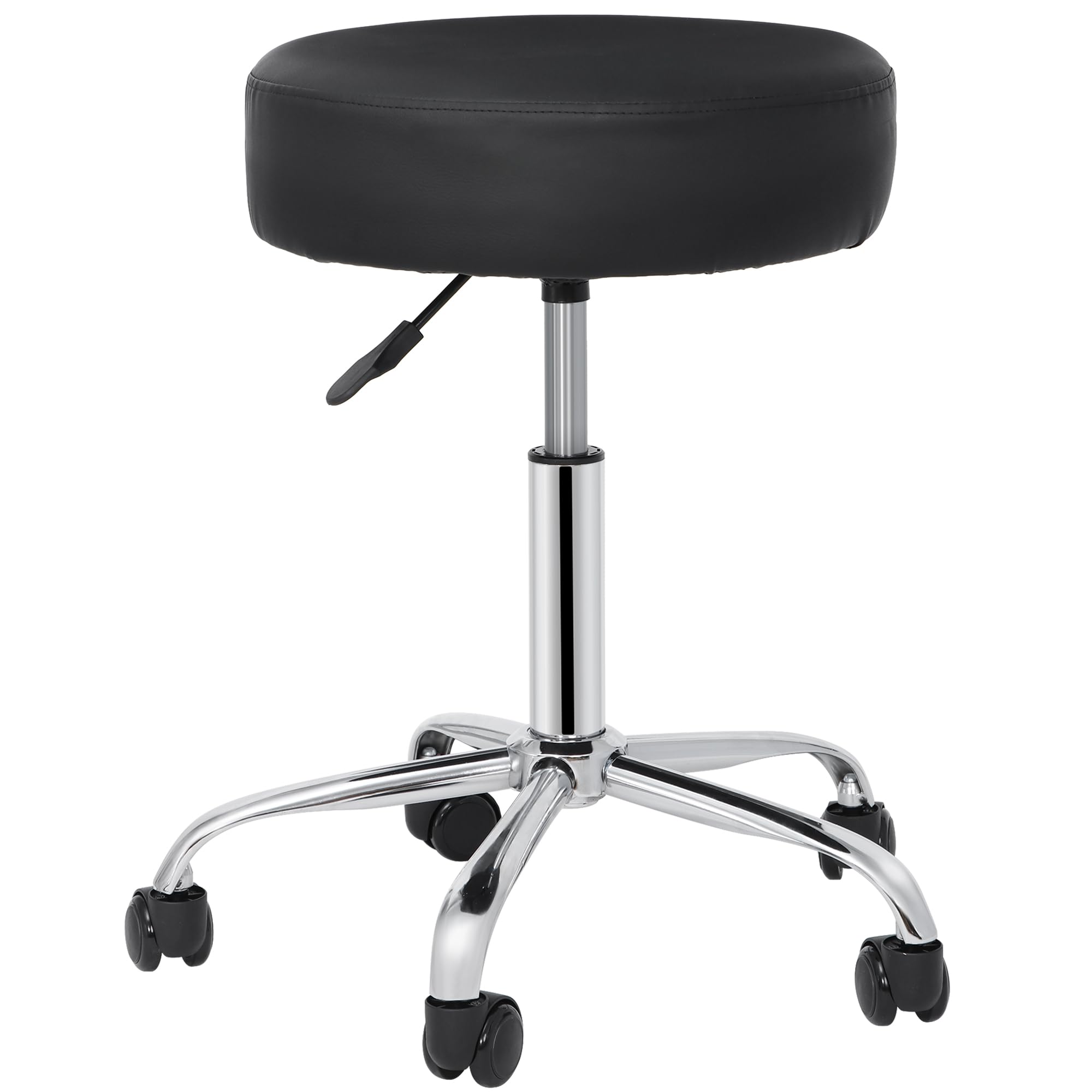 ZENYRound Rolling Stool with Wheels, Extra Thick 4.2 inch Cushion Drafting Office Stool Chair for Salon Spa Home Shop, Massage Tattoo Vinity Medical