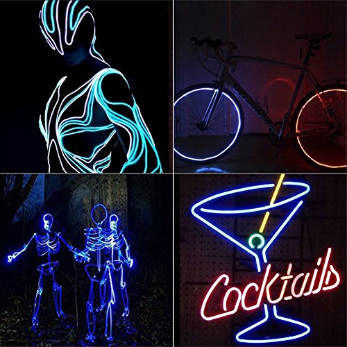 EL Wire, ESCOLITE EL Wire Kit Neon Lights Battery Pack Christmas Tree,Easter Halloween DIY Decoration,Home Deco 5 1-Meter, 1m / 3ft (2 Pack,8 Colors-BWPGRYLO) - Thumbnail 7
