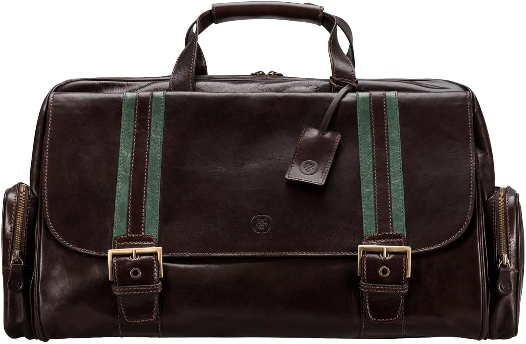 Maxwell Scott BagsMaxwell Scott - Mens Luxury Leather Medium Travel Duffle Bag - Handmade from Full Grain Hides - The Dino Medium Dark Brown