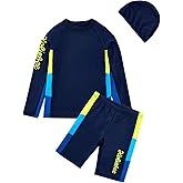 Boys Rash Guard Swimsuits Set for Boys 2 Piece Swim Shirts Quick Dry Bathing Suits
