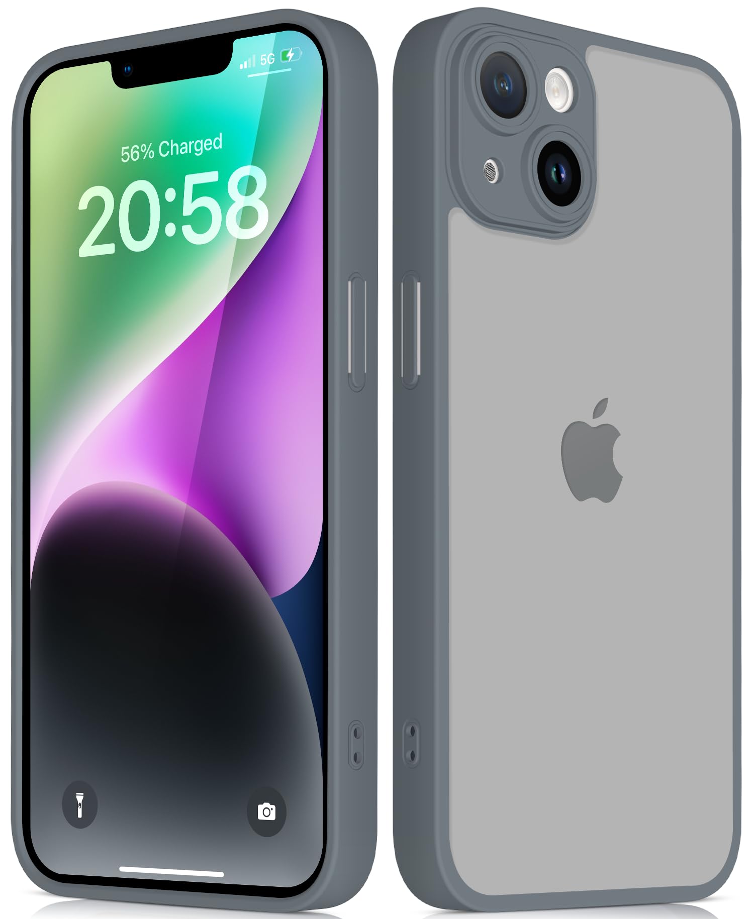 Mootobo for iPhone 14 Case 6.1 inch, Matte Shockproof Bumper Phone Cover, Military-Grade Protection 360°Full Body Frosted Translucent Back Anti-Fingerprint Phone Case for iPhone 14 (Grey)