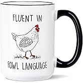 Aurahous Chicken Gifts for Women Men, Funny Coffee Mug, Christmas Birthday Gifts for Women, White Elephant Gifts for Adults, Rooster Chickens Decor Stuff, Chicken Gift for Chicken Lovers Lady, 15oz
